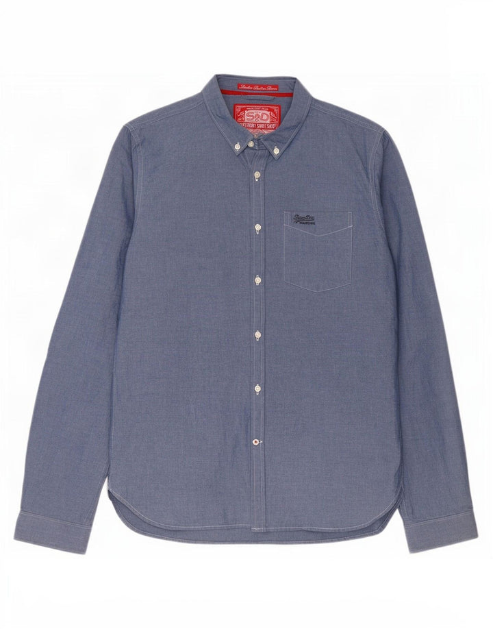 Мужская рубашка Superdry XL, синяя, хлопок