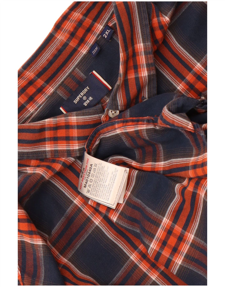 Мужская фланелевая рубашка Superdry 2XL, темно-синяя клетка, хлопок