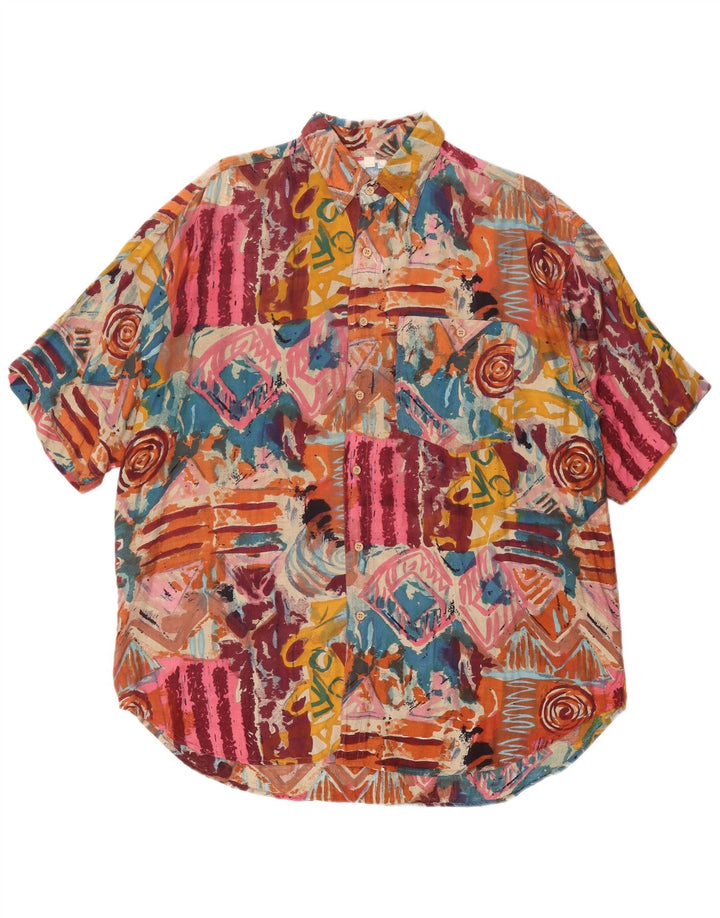 AVANTI Мужская рубашка с коротким рукавом XL Разноцветная вискоза с геометрическим рисунком