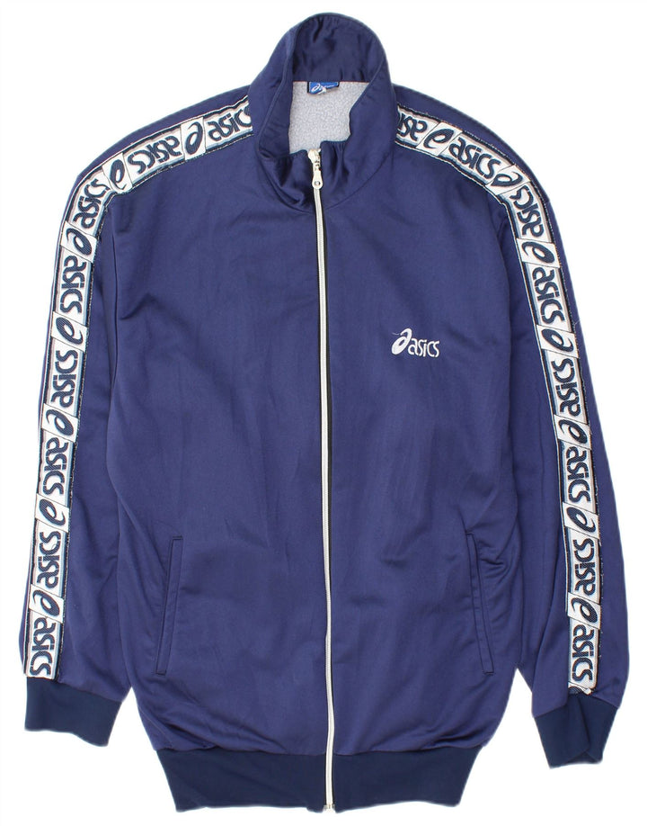 ASICS Mens Graphic Full Tracksuit Large Navy Blue Polyamide