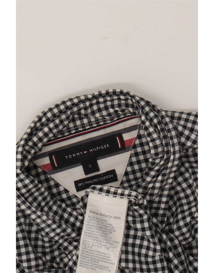 Tommy Hilfiger Мужская рубашка маленького размера из хлопка в мелкую клетку черного цвета