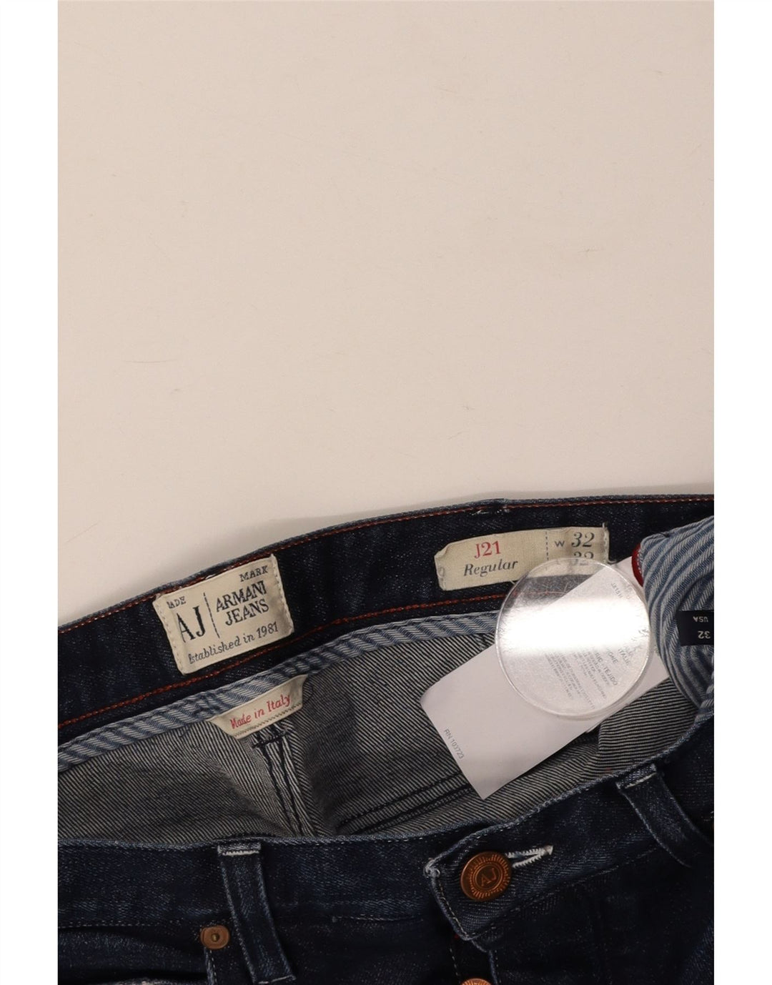 Мужские прямые джинсы ARMANI стандартного кроя W32 L32 темно-синие, хлопок