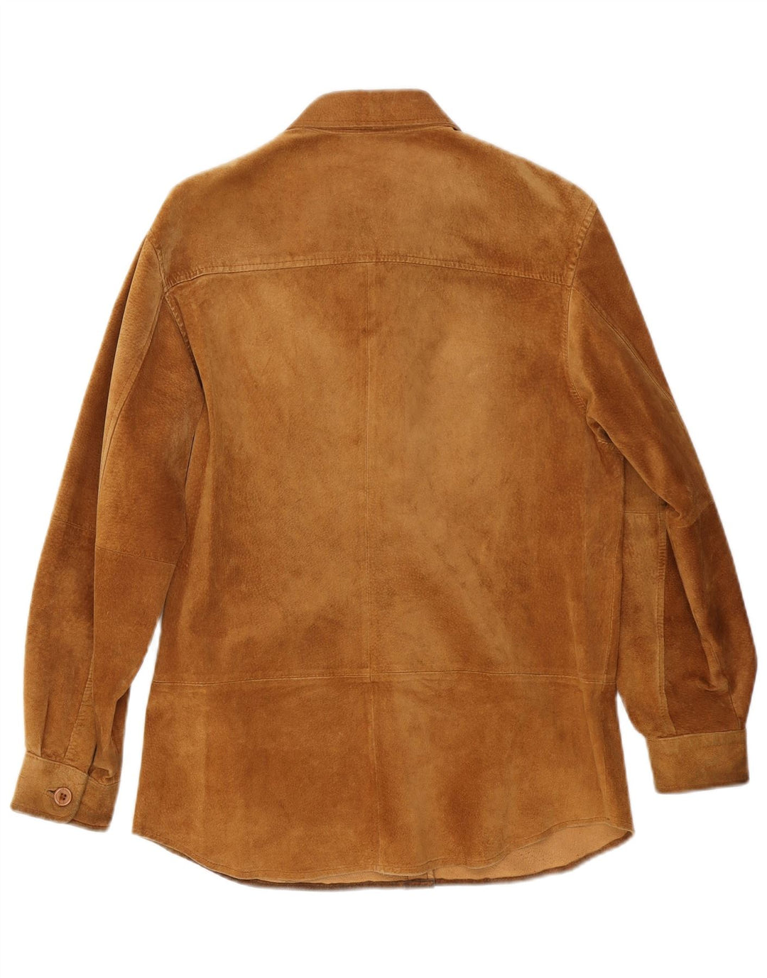 VINTAGE Женская замшевая рубашка UK 12, кожа среднего бежевого цвета