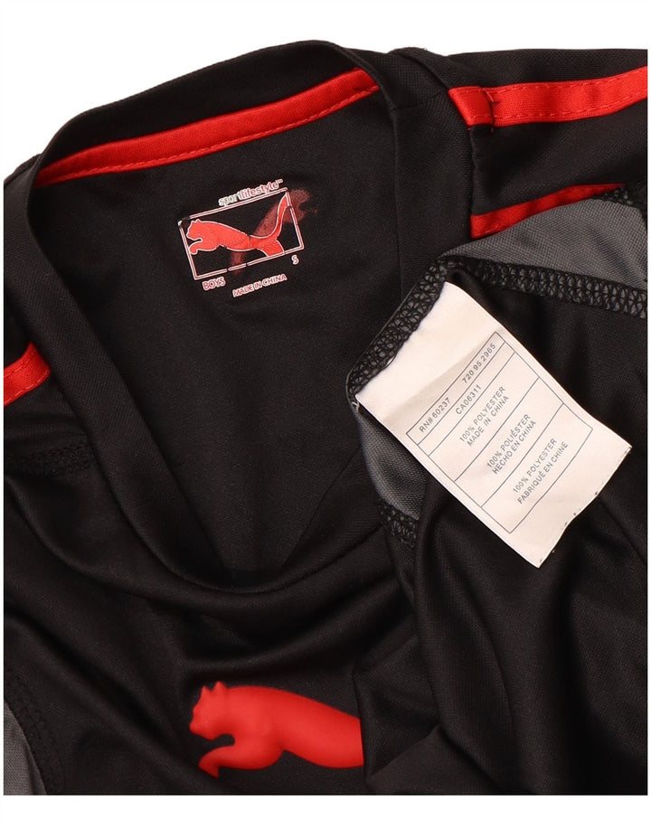 PUMA Футболка с графическим рисунком для мальчиков 7–8 лет, маленький черный цветной блок