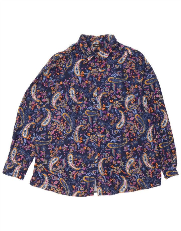 Walbusch Женская блузка-рубашка оверсайз IT 44 Средний Темно-Синий Пейсли