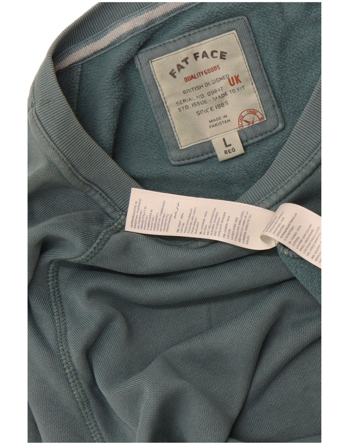 Мужской свитшот с рисунком Fat Face, большой зеленый хлопковый джемпер