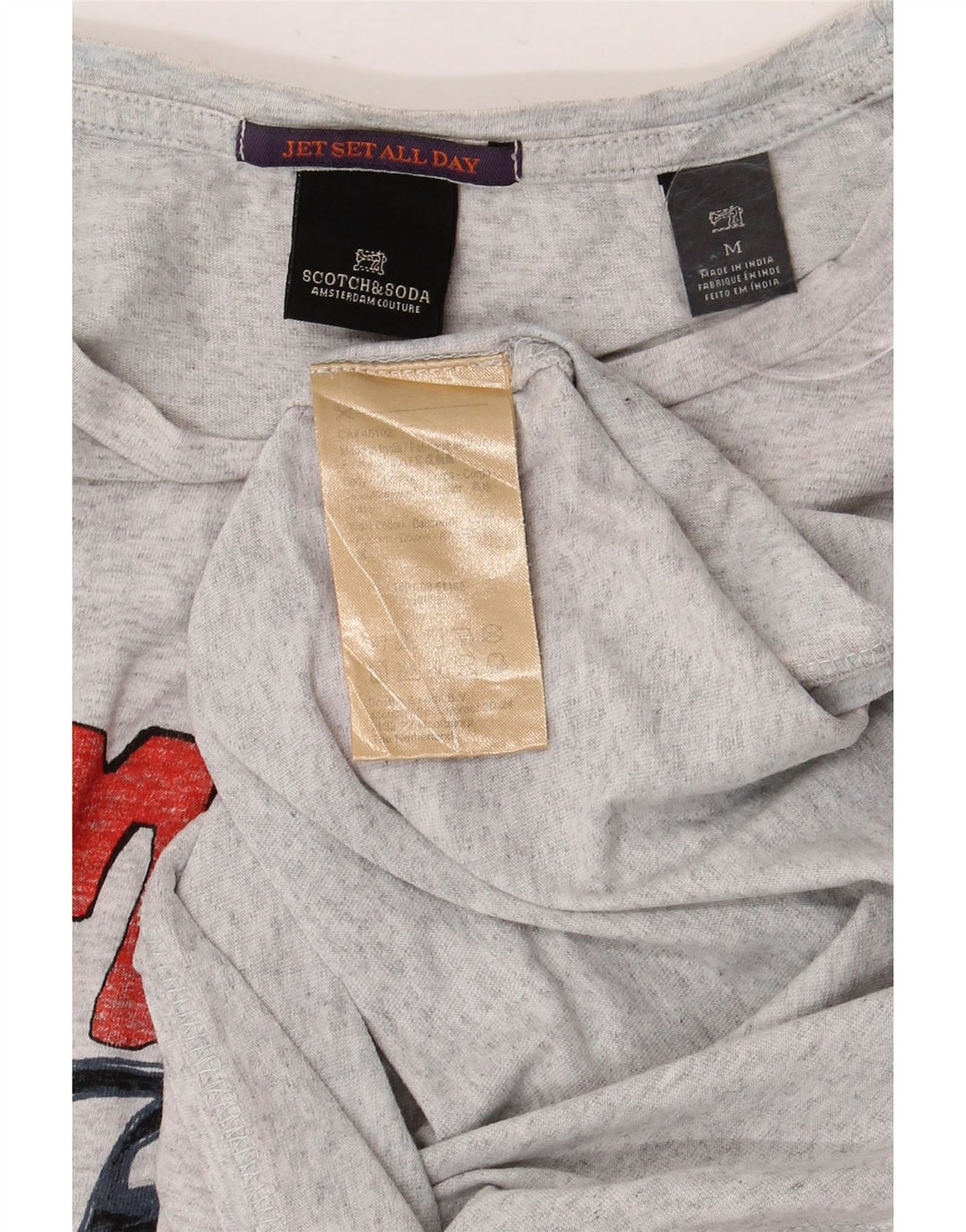 Мужская футболка с рисунком SCOTCH & SODA, топ из хлопка среднего серого цвета