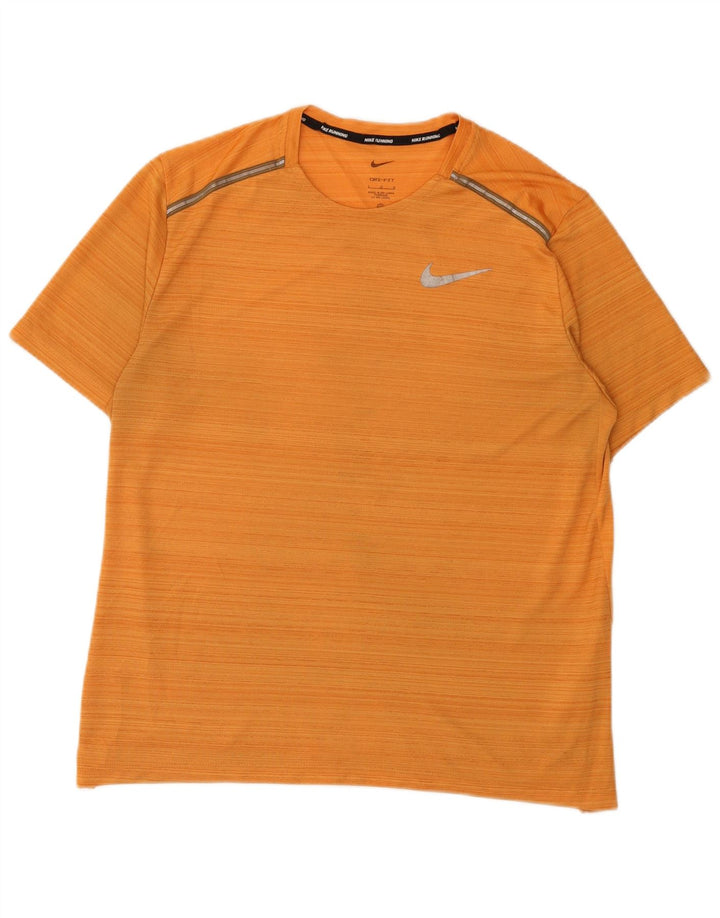 Мужская футболка Nike Dri Fit из полиэстера с большой оранжевой полоской