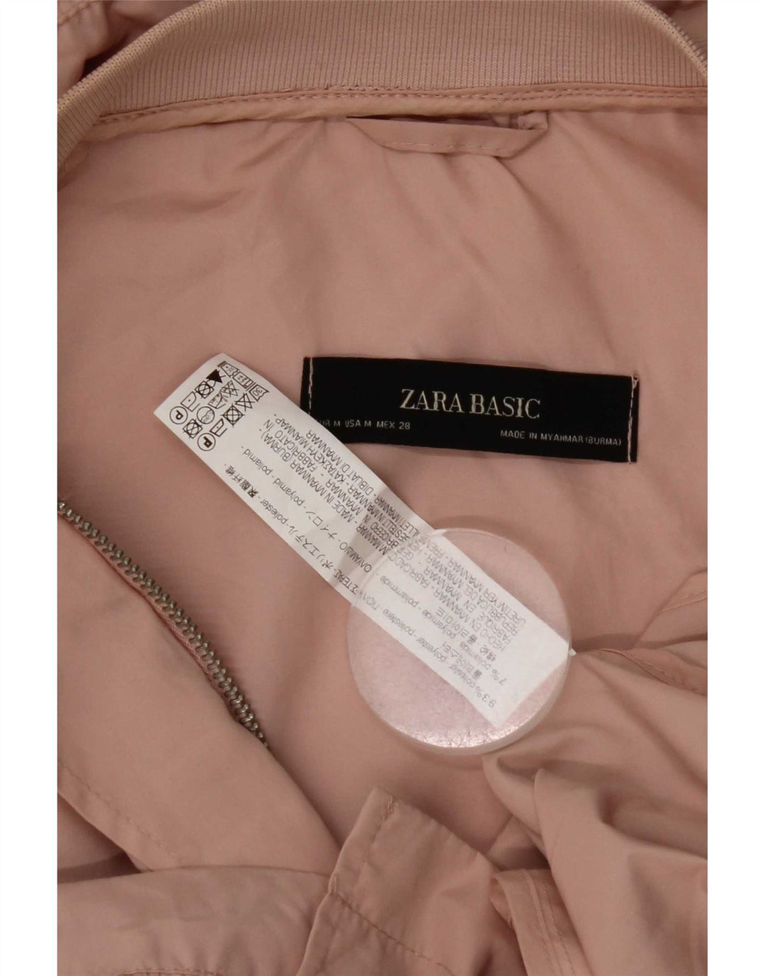 Женская дождевик с капюшоном Zara UK 14, полиэстер среднего розового цвета