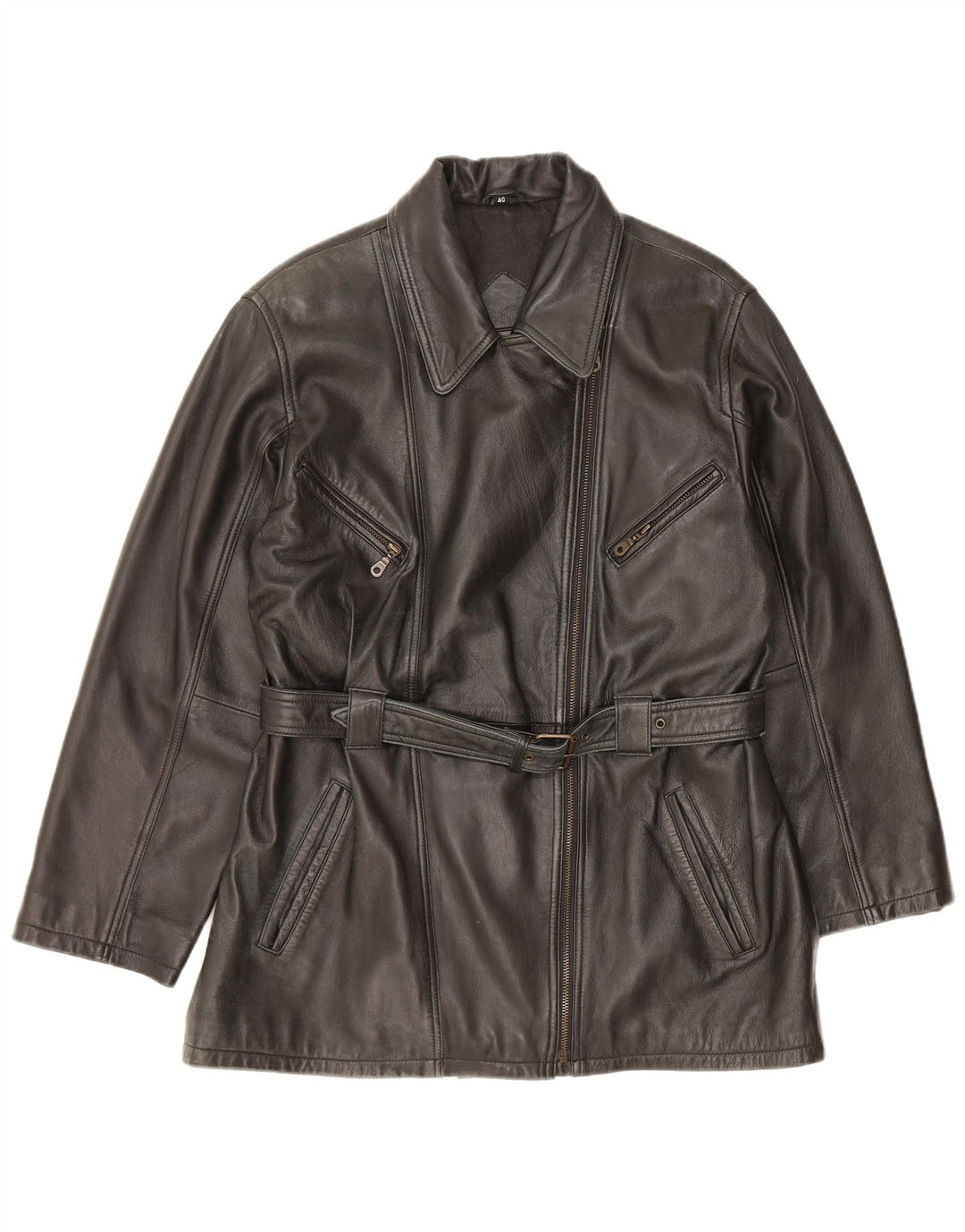 MORENA Womens Leather Jacket EU 40 Medium Black