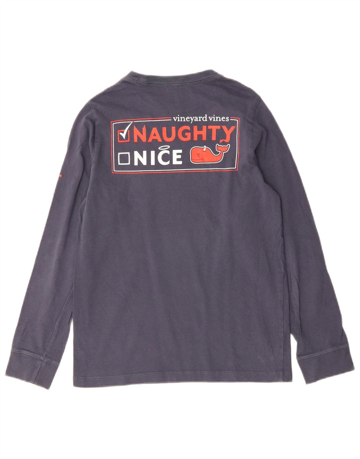Топ с рисунком Vineyard Vines для мальчиков, маленький размер, темно-синий, с длинными рукавами, 11–12 лет