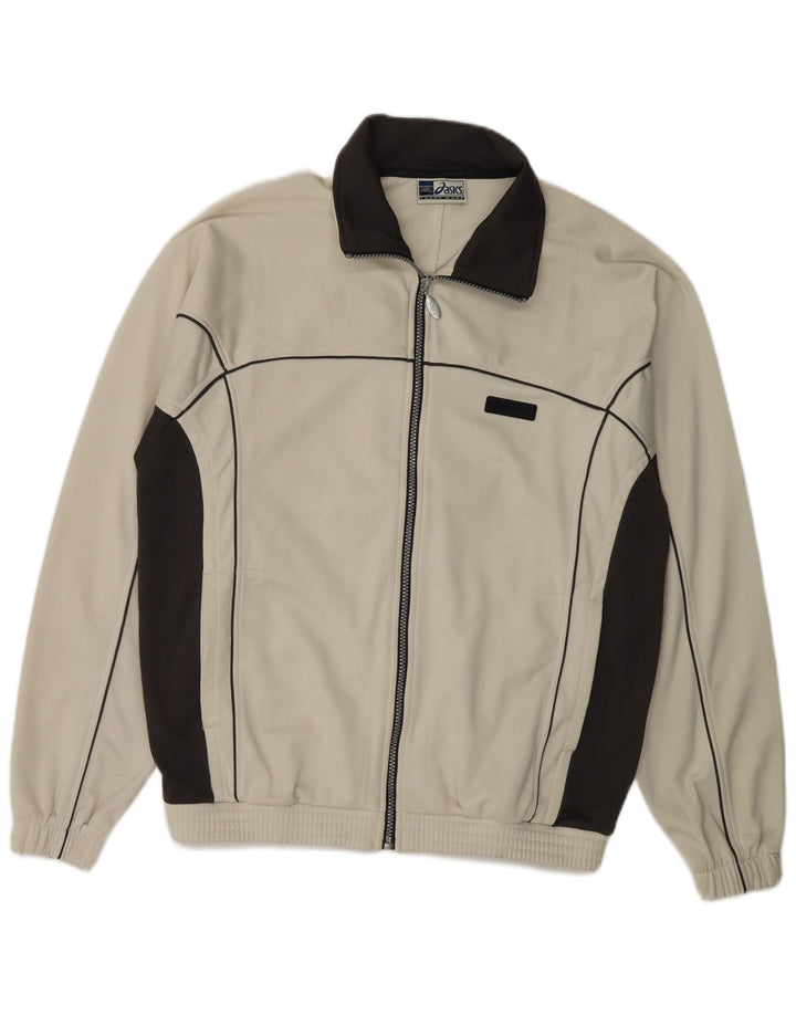 Мужской спортивный костюм Asics, верхняя куртка, маленький бежевый, полиэстер с цветными блоками