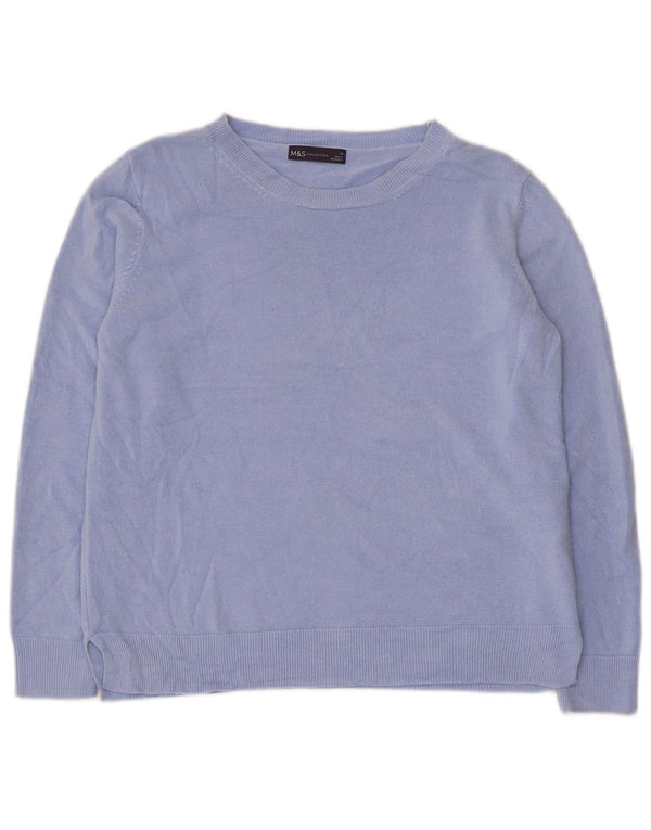 Marks & Spencer Womens Boat Neck Jumper Sweater UK 16 Large Blue Acrylic