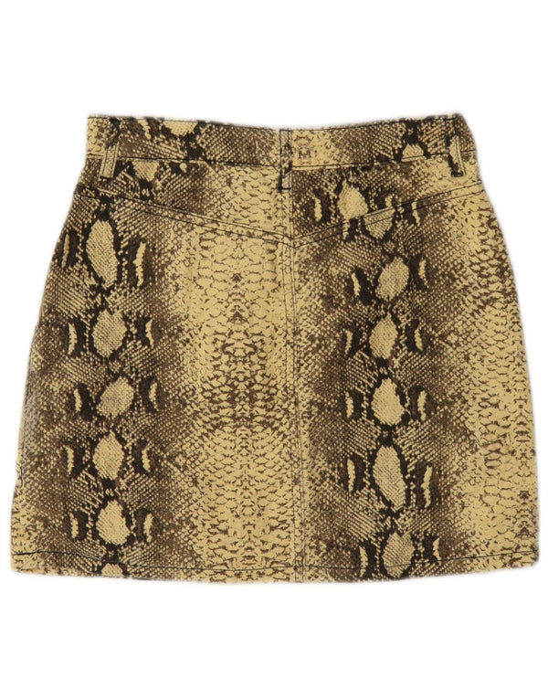 Женская мини-юбка Topshop UK 8, маленькая W26, желтый хлопок с животным принтом