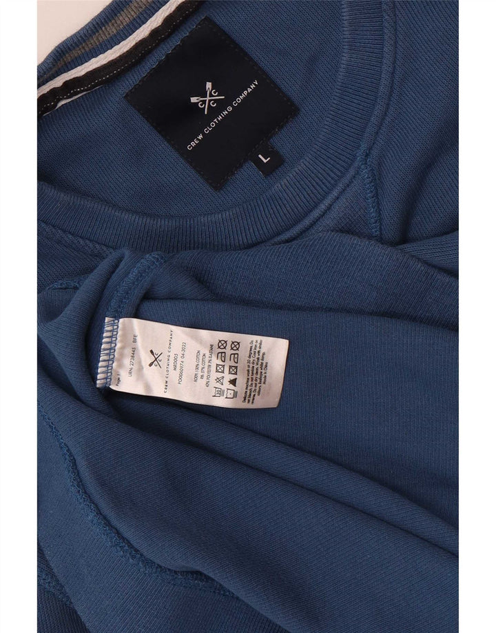 Crew Clothing Мужской свитер-джемпер большого синего цвета из хлопка