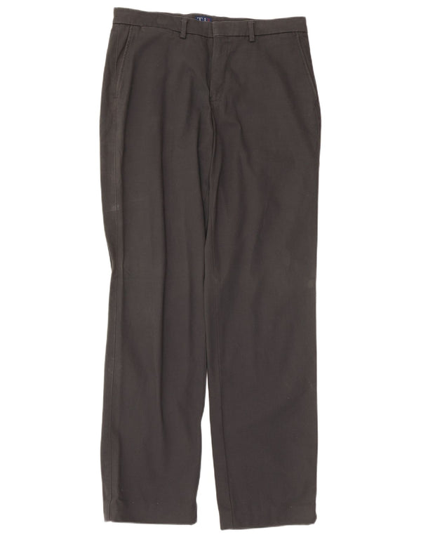 TRUSSARDI Mens Straight Chino Trousers IT 52 XL W34 L34 Black Cotton