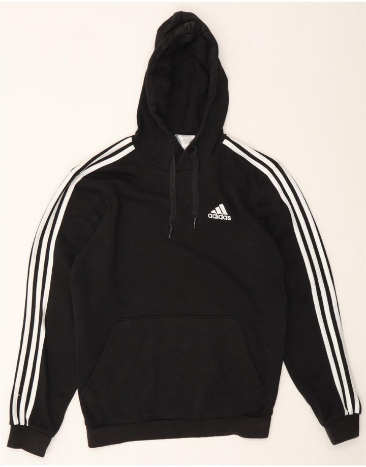 ADIDAS Mens Hoodie Jumper Small Black Polyester Vintage Adidas and Second-Hand Adidas from Messina Hembry 