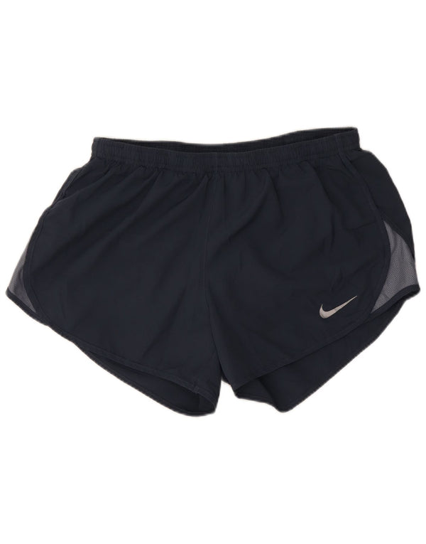 Женские спортивные шорты Nike Dri Fit UK 8, маленькие, темно-синие, полиэстер с цветными блоками