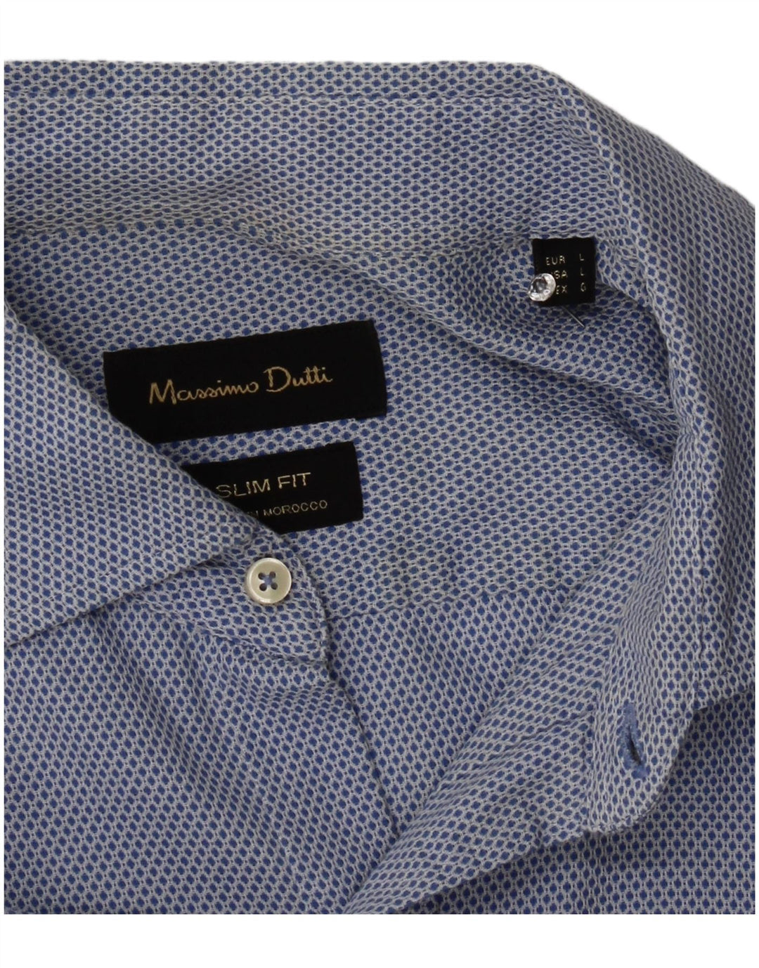 Мужская рубашка приталенного кроя Massimo Dutti, большая синяя с геометрическим узором