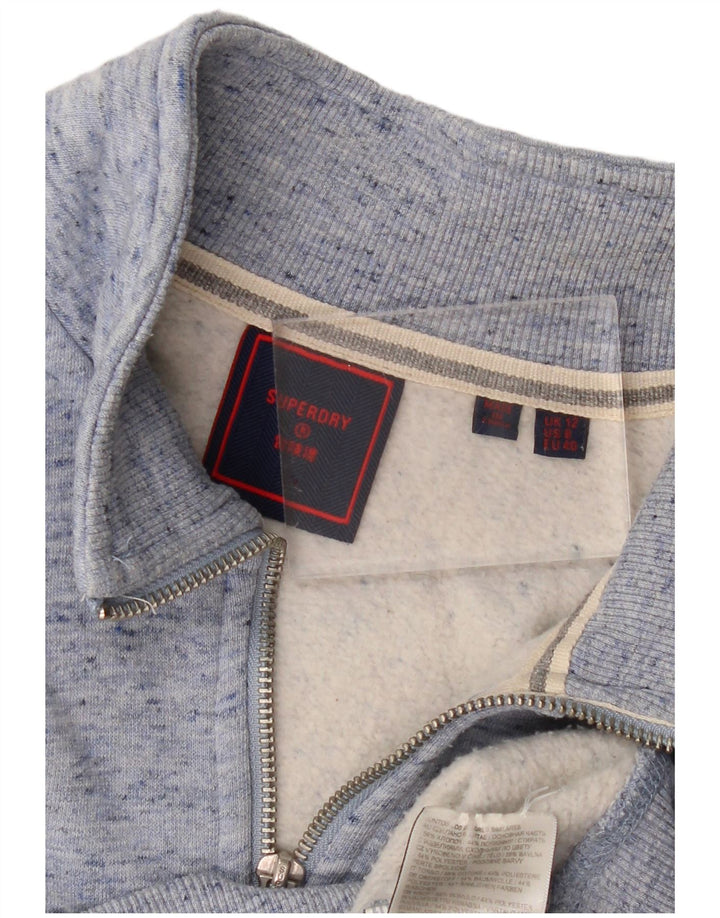 SUPERDRY Женский свитер с воротником на молнии UK 12 Средний синий в крапинку