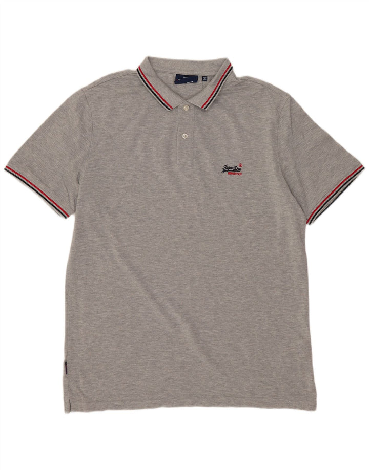 SUPERDRY Мужская рубашка-поло 2XL Серый хлопок