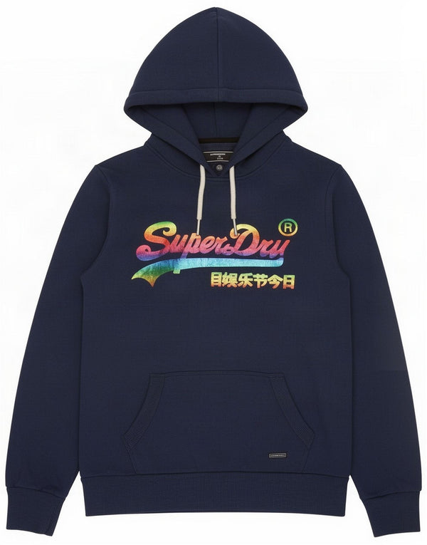 Женский джемпер с капюшоном Superdry UK 12, средний темно-синий, хлопок