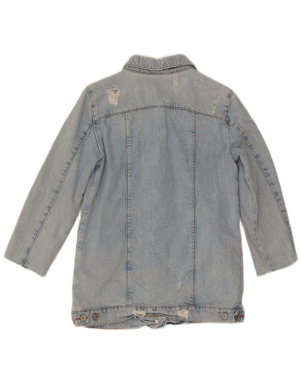Женская джинсовая куртка Zara с рукавами 3/4, Великобритания, 6 XS, синяя, хлопок