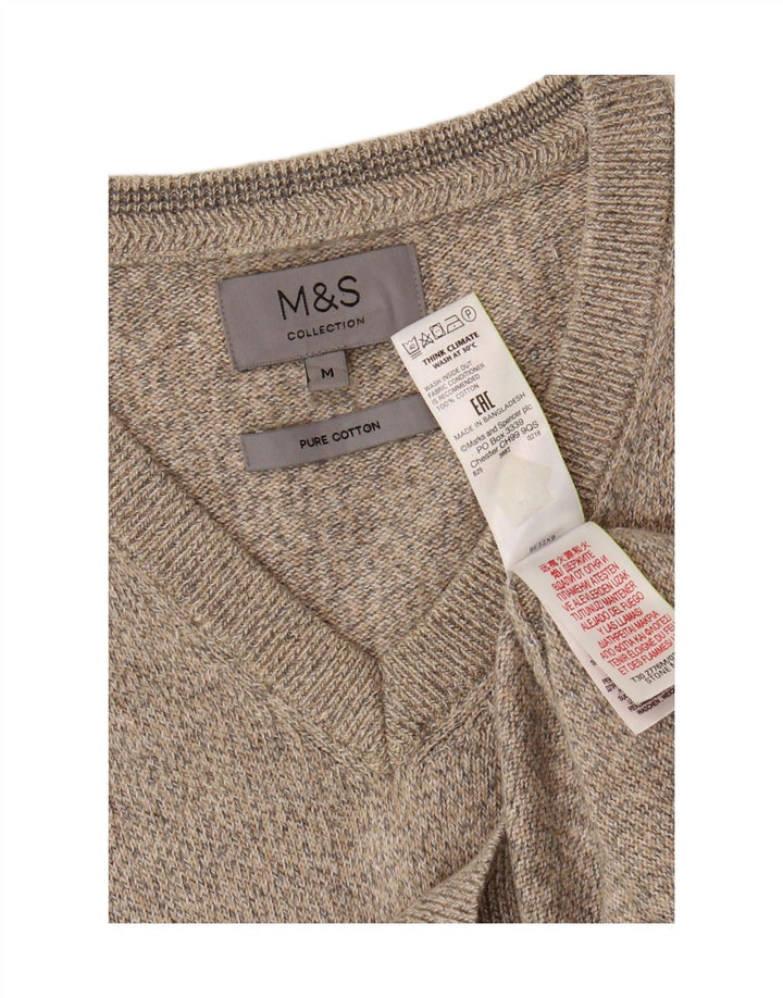 Мужская майка Marks & Spencer, хлопковая майка среднего бежевого цвета с крапинками