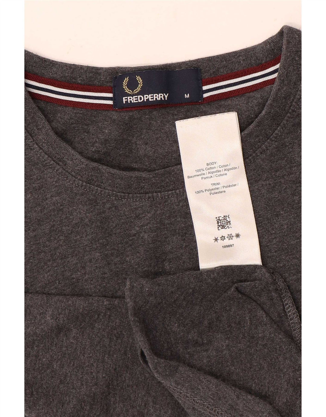 Мужская футболка Fred Perry из хлопка среднего серого цвета с крапинками