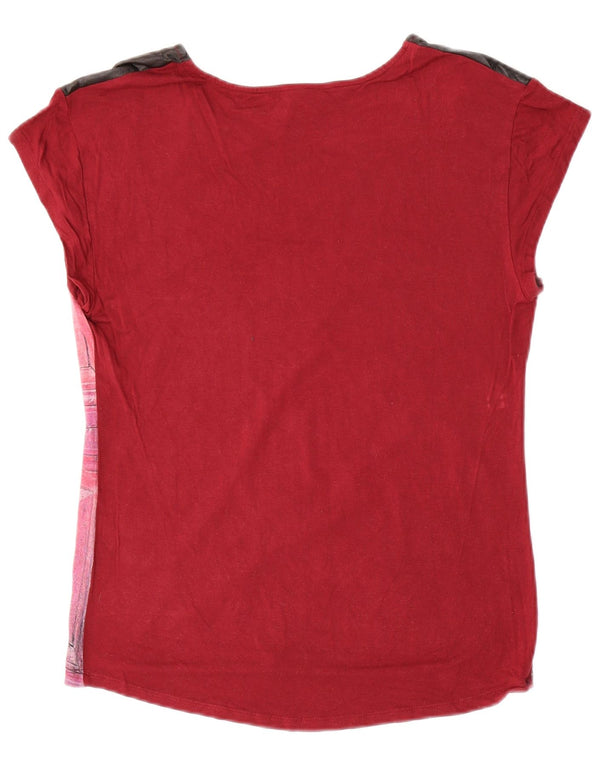 Женская футболка с рисунком DESIGUAL Top UK 10, маленькая, бордовый, вискоза