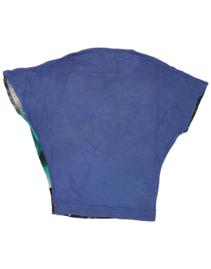 Женская блузка с крыльями летучей мыши DESIGUAL, Великобритания, 10 маленьких размеров, вискоза синего цвета с цветочным принтом