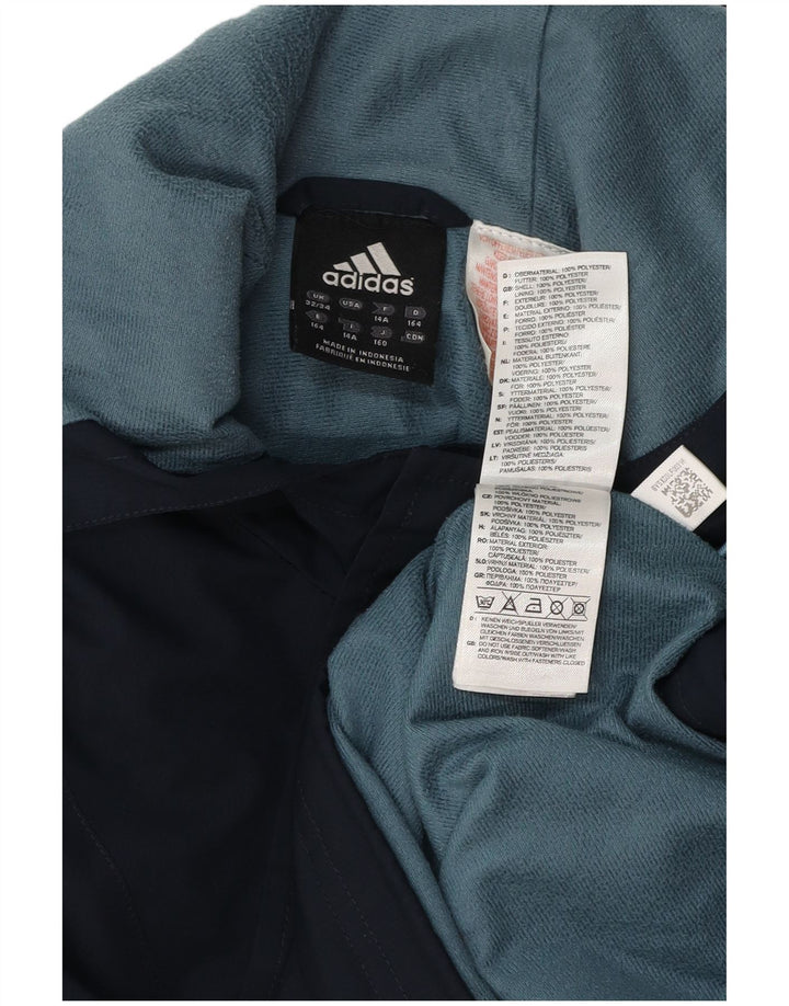 Куртка-дождевик-анорак с капюшоном ADIDAS для мальчиков 13-14 лет, темно-синий, полиэстер