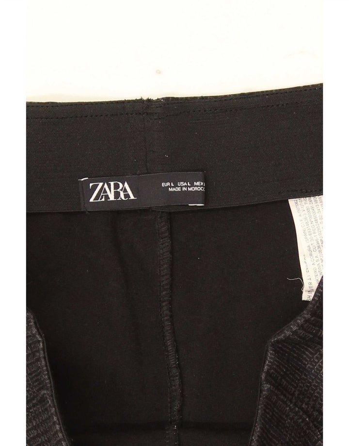 Женские узкие укороченные брюки Zara, большие размеры, W32 L26, серые, полиэстер с узором «гусиные лапки»