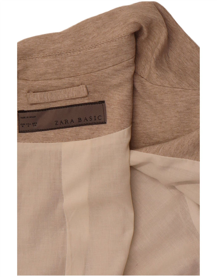 Женский пиджак на 1 пуговице ZARA UK 12, средний коричневый цвет