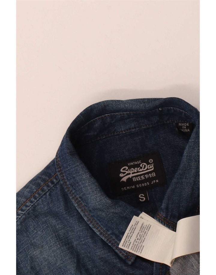 Мужская джинсовая рубашка Superdry, маленькая синяя, хлопок