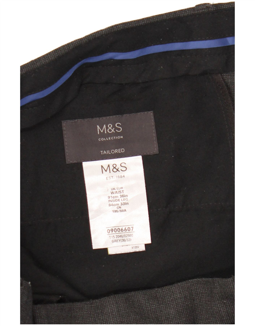 Мужские узкие костюмные брюки Marks & Spencer W36 L33 серые, шерстяные в клетку