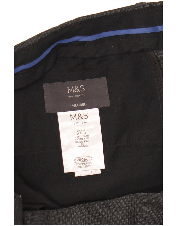 Мужские узкие костюмные брюки Marks & Spencer W36 L33 серые, шерстяные в клетку