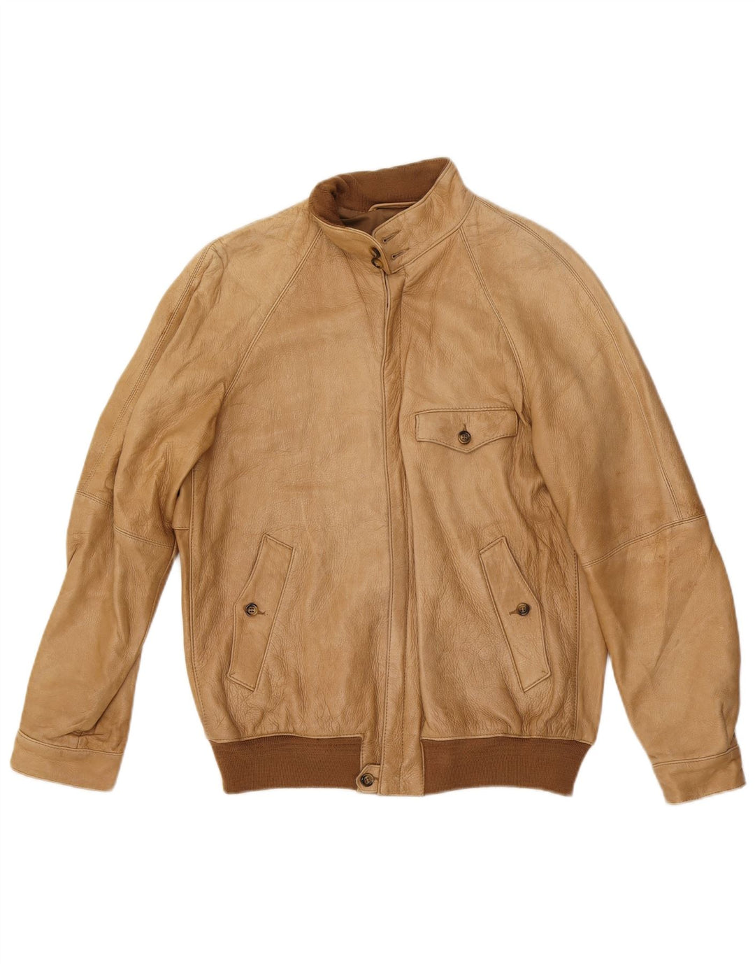 Мужская кожаная куртка VINTAGE UK 38 средний бежевый кожаный