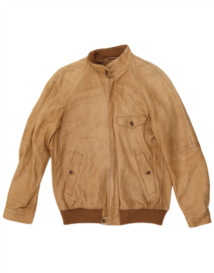 Мужская кожаная куртка VINTAGE UK 38 средний бежевый кожаный
