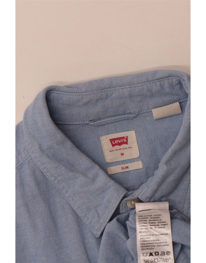 Мужская узкая рубашка Levi's из хлопка среднего синего цвета