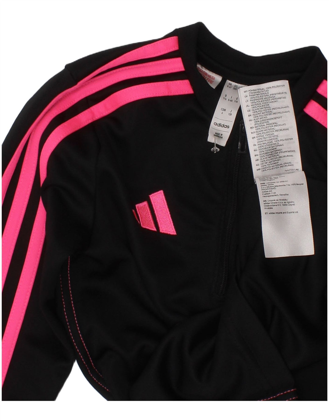 Пуловер с воротником на молнии Adidas для девочек Aeroready, спортивный костюм, черный, 5–6 лет