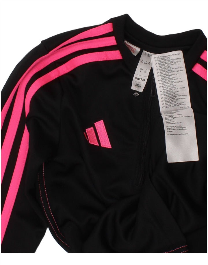 Пуловер с воротником на молнии Adidas для девочек Aeroready, спортивный костюм, черный, 5–6 лет