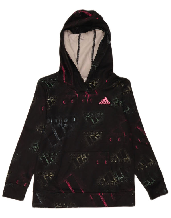 Джемпер с капюшоном Adidas для девочек 10-11 лет, средний, черный, полиэстер