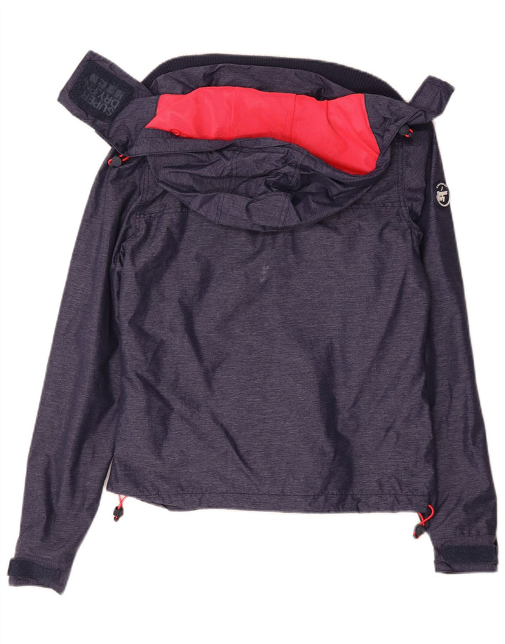 Женская дождевик с капюшоном Superdry UK 10, маленький темно-синий, нейлон