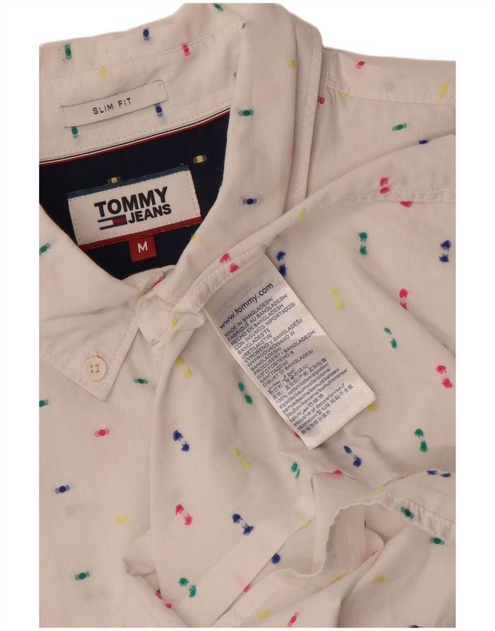 Tommy Hilfiger Мужская рубашка приталенного кроя из хлопка среднего размера белого цвета в крапинку