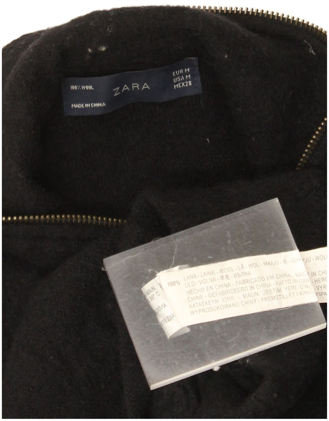Женское пальто ZARA UK 14, средний цвет, черная шерсть