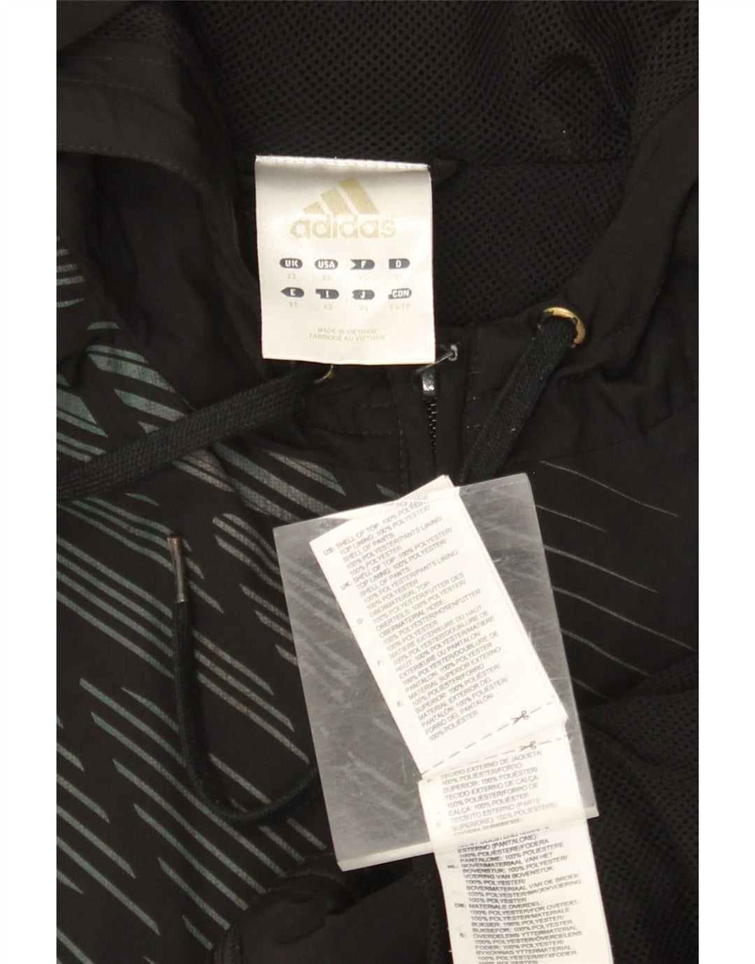 Мужской свитер с капюшоном на молнии ADIDAS XS из полиэстера в черную полоску