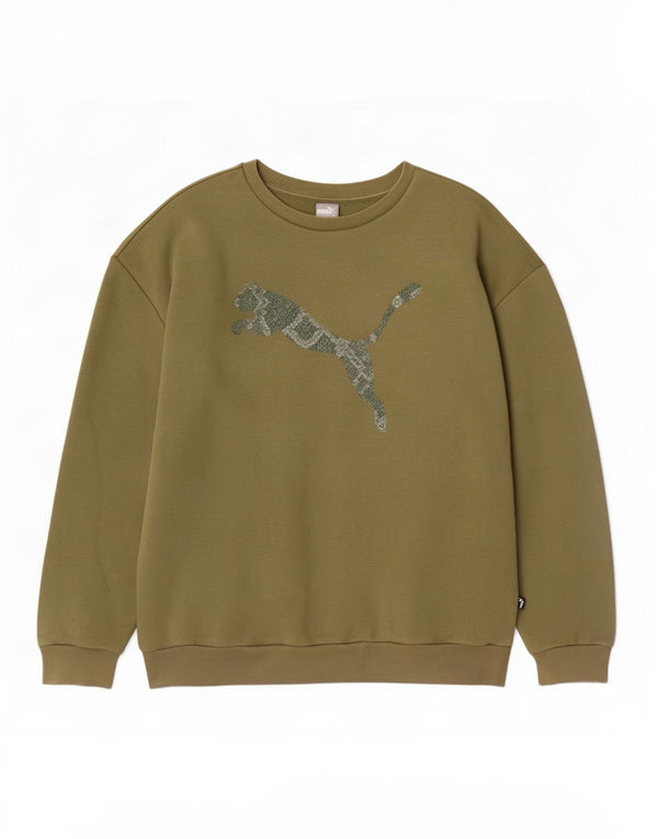 Мужской свитшот с рисунком Puma XL, хлопок цвета хаки