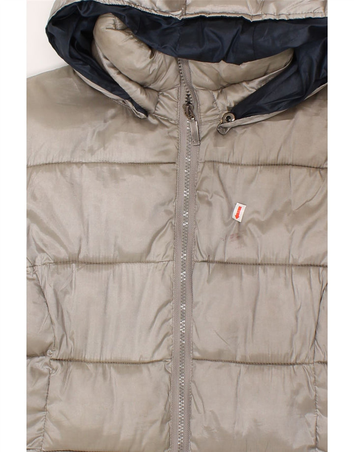 ELLESSE Womens Hooded Padded Jacket UK 14 Medium Grey Polyester Vintage Ellesse and Second-Hand Ellesse from Messina Hembry 