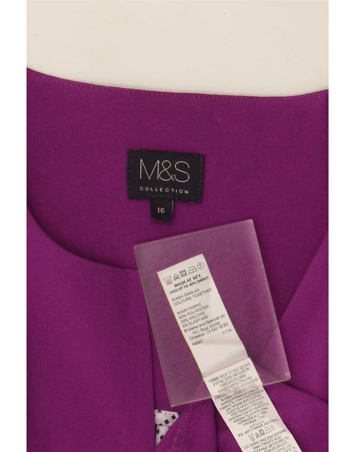 Женский открытый пиджак Marks & Spencer UK 16, большой фиолетовый полиэстер